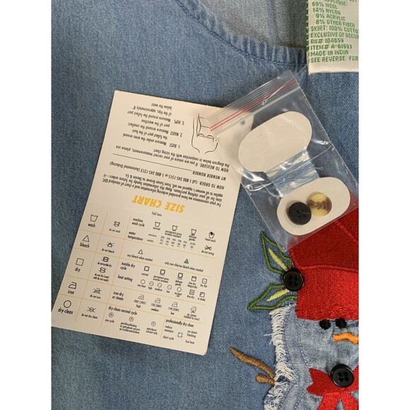 Quacker Factory Skirt Duo Womans 1X Blue Denim Blouse and Skirt with Snowman - Picture 4 of 13